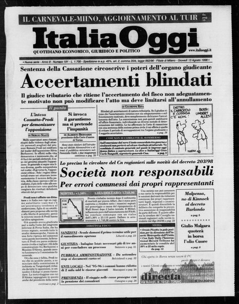 Italia oggi : quotidiano di economia finanza e politica